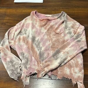 Tie-Dye Distressed Sweater